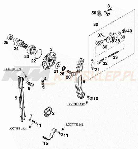 Schemat "układ rozrządu" do KTM 620 SUPER-COMP WP/ 19kW