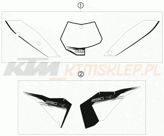 Schemat "naklejki" do KTM 250 XC-W