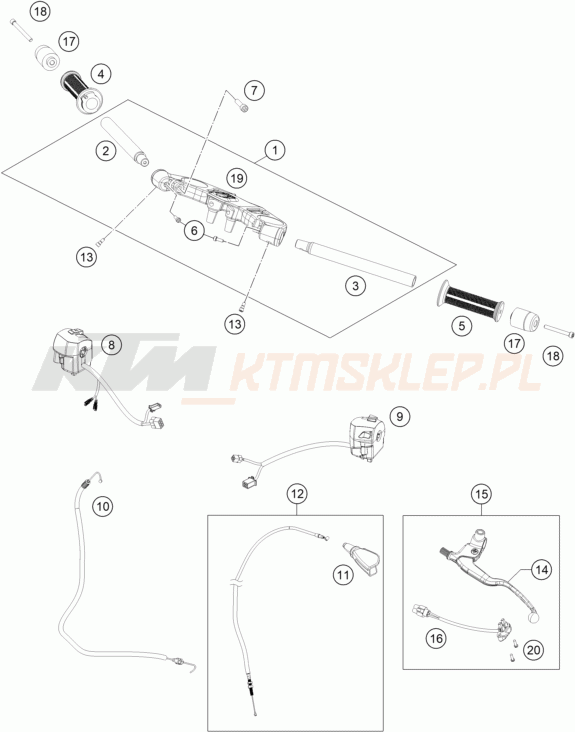 Schemat "kierownica i osprzęt" do KTM RC 390 WHITE ABS