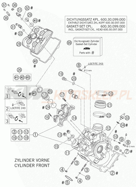 Schemat "głowica przód" do KTM 950 ADVENTURE S