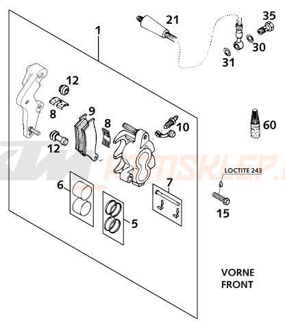 Schemat "tył hamulec - pompa" do KTM 640 LC 4