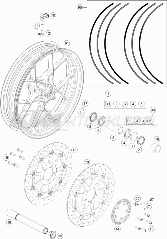Schemat "koło przód" do KTM 1290 Super Duke R