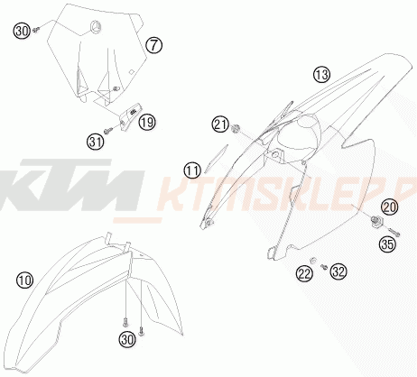 Schemat "czasza, błotniki" do KTM 105 SX