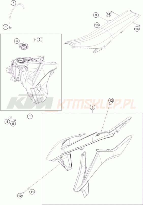 Schemat "TANK, SEAT" do KTM 450 XC- F