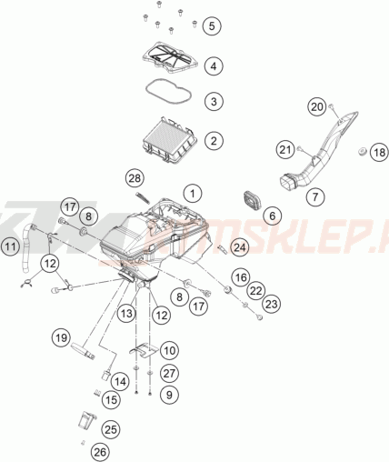 Schemat "filtr powietrza" do KTM 125 Duke