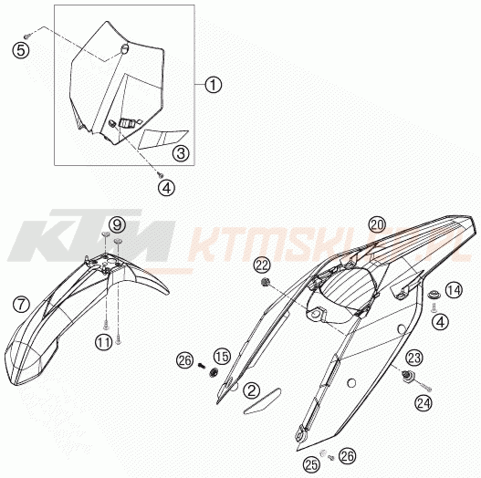 Schemat "czasza, błotniki" do KTM 450 SX-F