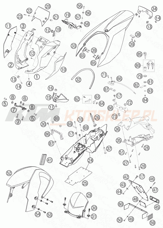 Schemat "czasza, błotniki" do KTM 990 SUPER DUKE R