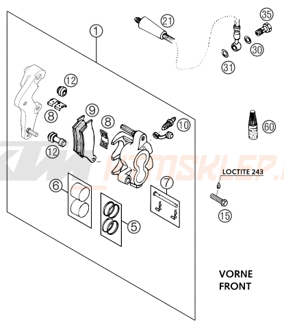 Schemat "zacisk hamulcowy + tarcza przód" do KTM 400 LS-E/