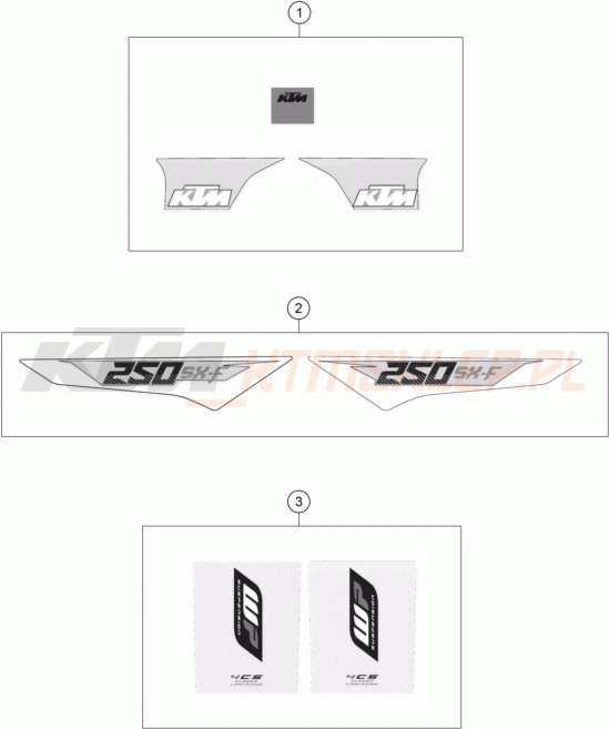 Schemat "naklejki" do KTM 250 SX-F