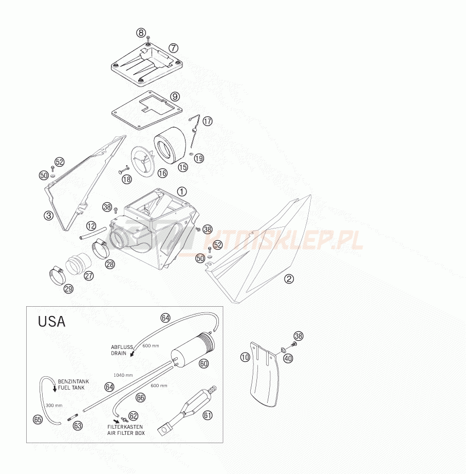 Schemat "filtr powietrza" do KTM 625 SMC