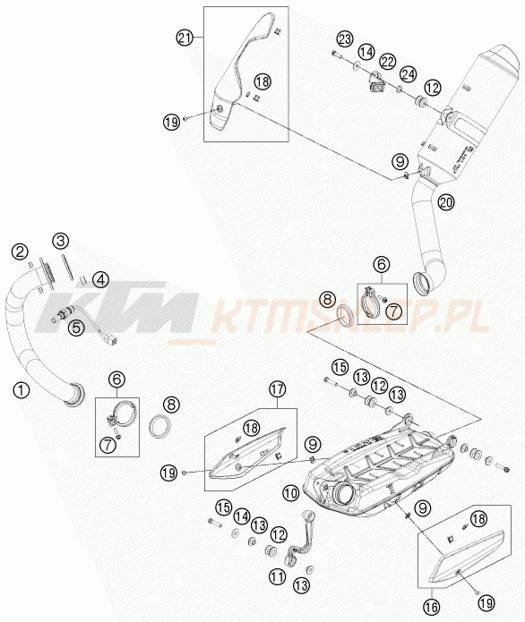 Schemat "układ wydechowy" do KTM 690 DUKE