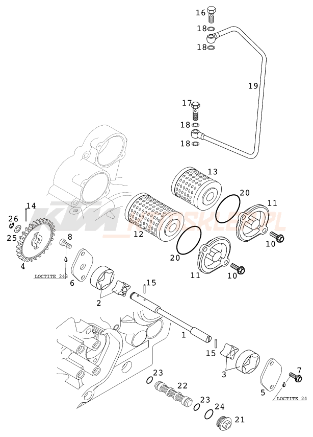 Schemat "smarowanie silnika" do KTM 400 SX RACING