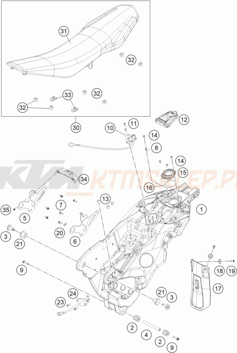 Schemat "TANK, SEAT" do KTM 690 SMC R