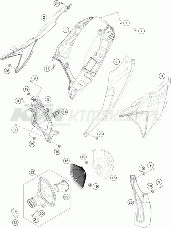 Schemat "filtr powietrza" do KTM 350 XC-F FACTORY EDITION