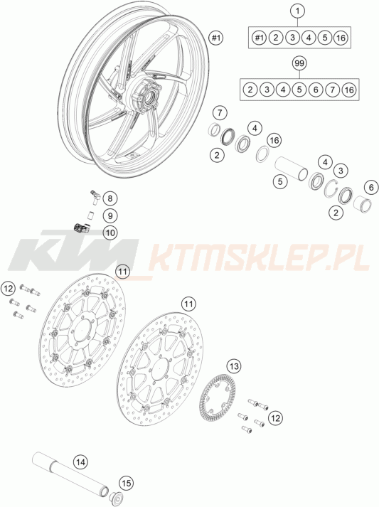 Schemat "koło przód" do KTM 1290 SUPER DUKE RR