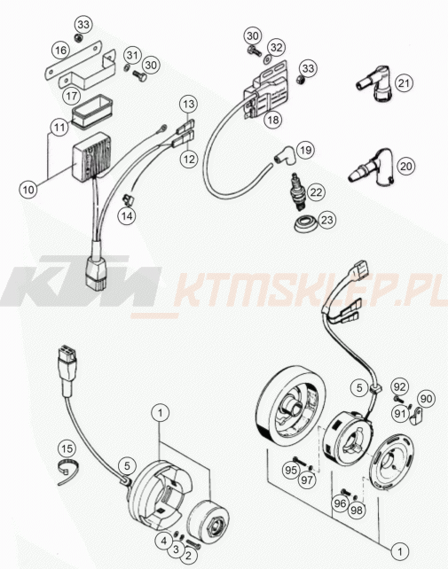 Schemat "układ zapłonowy" do KTM 125 E-XC