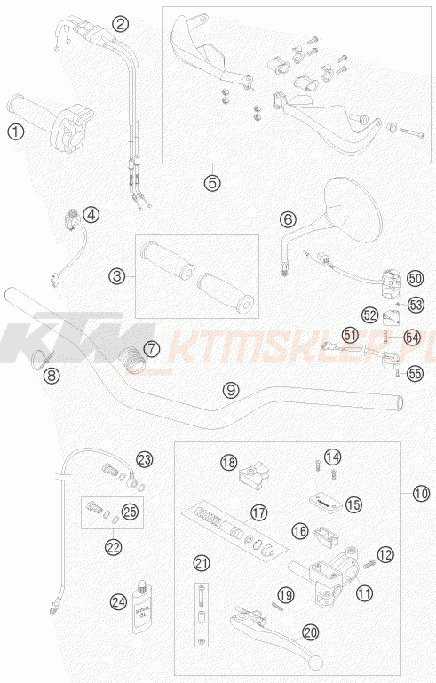 Schemat "kierownica i osprzęt" do KTM 690 RALLY FACTORY REPLICA