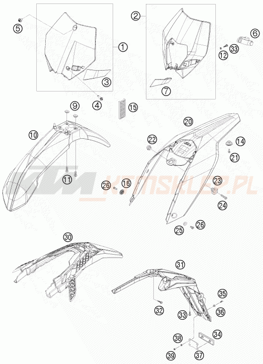 Schemat "czasza, błotniki" do KTM 250 XCF-W
