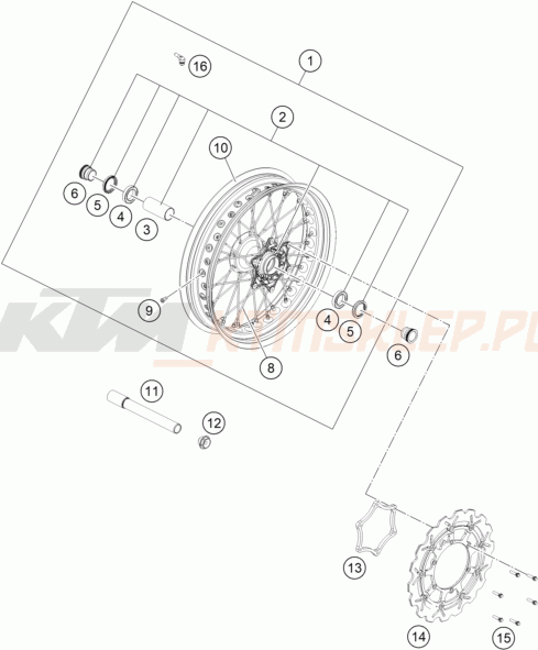 Schemat "koło przód" do KTM 450 SMR