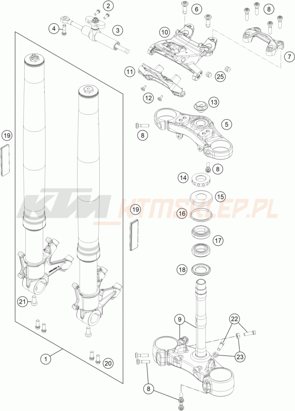 Schemat "przód amortyzatory, półki zawieszenia" do KTM 1290 SUPERDUKE R ABS