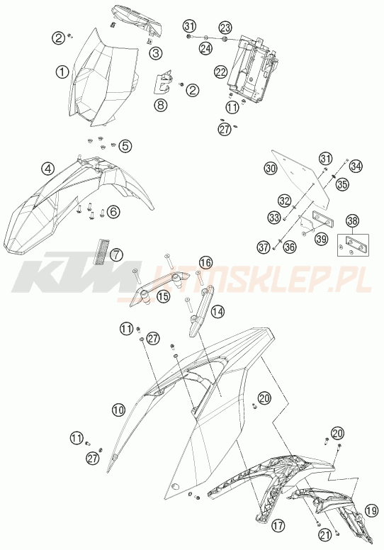 Schemat "czasza, błotniki" do KTM 690 SMC