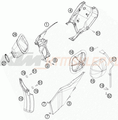 Schemat "filtr powietrza" do KTM 200 XC-W