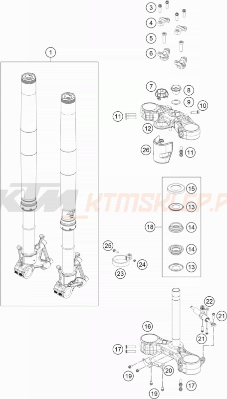 Schemat "przód amortyzatory, półki zawieszenia" do KTM 790 Adventure