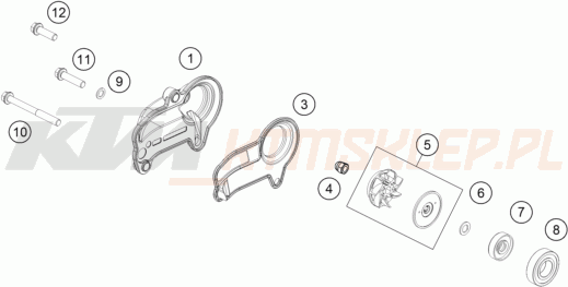 Schemat "pompa wody" do KTM 300 XC-W TPI ERZBERGRODEO