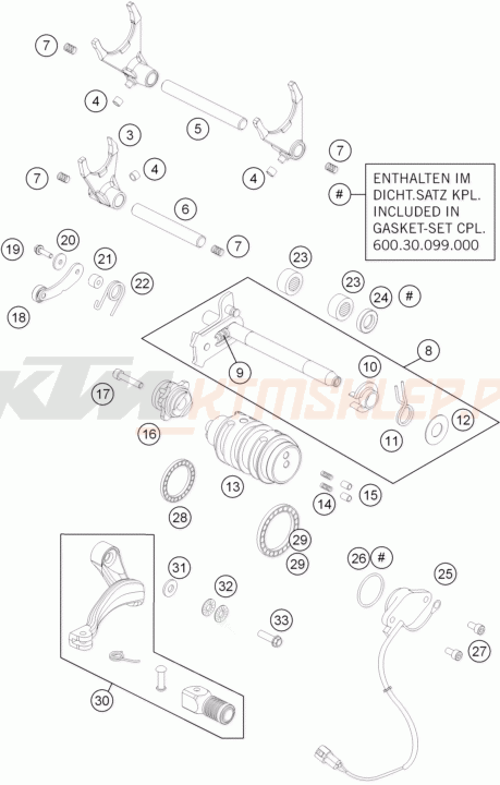 Schemat "skrzynia biegów-automat zmieniający " do KTM 990 SUPERMOTO R ABS