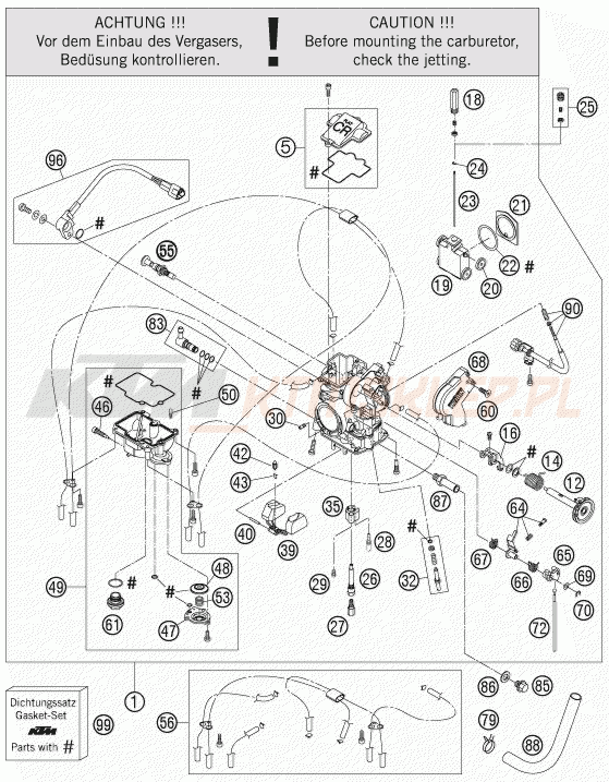 Schemat "gaźnik" do KTM 250 XC-F