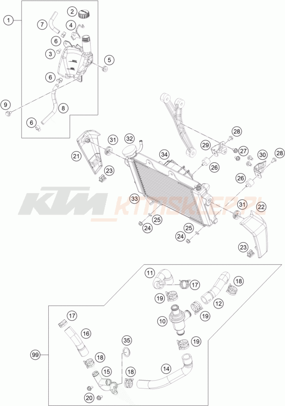 Schemat "układ chłodzenia" do KTM 125 DUKE ABS