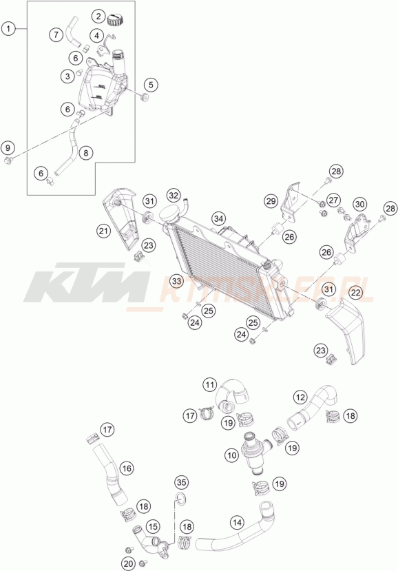 Schemat "układ chłodzenia" do KTM 390 DUKE ABS