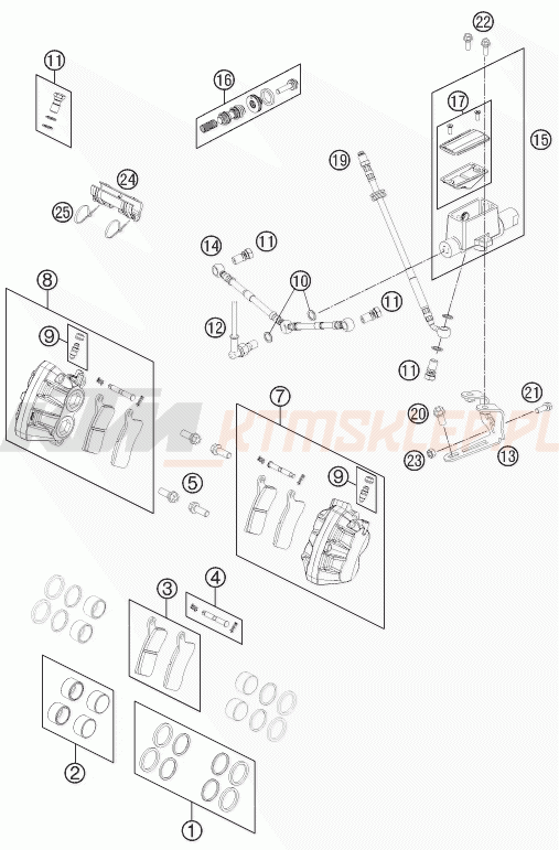 Schemat "zacisk hamulcowy + tarcza przód" do KTM 525 XC ATV