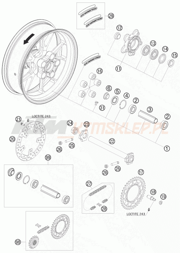 Schemat "koło tył" do KTM 990 SUPERMOTO R