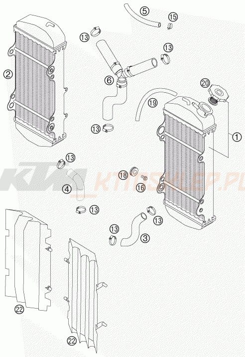 Schemat "układ chłodzenia" do KTM 450 XC