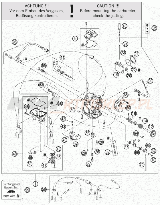 Schemat "gaźnik" do KTM 250 SX-F