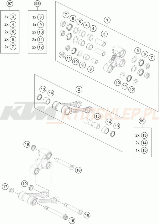 Schemat "PRO LEVER LINKING" do KTM 350 XC-F FACTORY EDITION