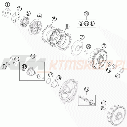 Schemat "sprzęgło" do KTM 65 SXS