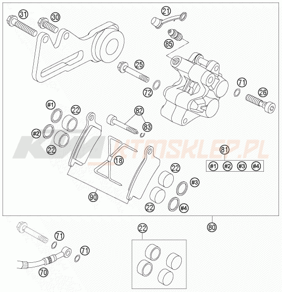 Schemat "zacisk hamulcowy tył" do KTM 85 SX 19/16