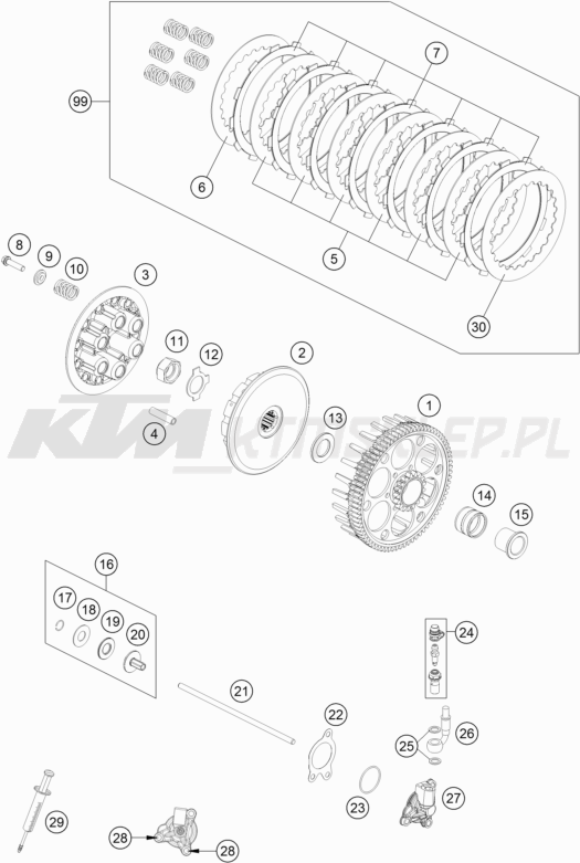 Schemat "sprzęgło" do KTM 250 SX-F
