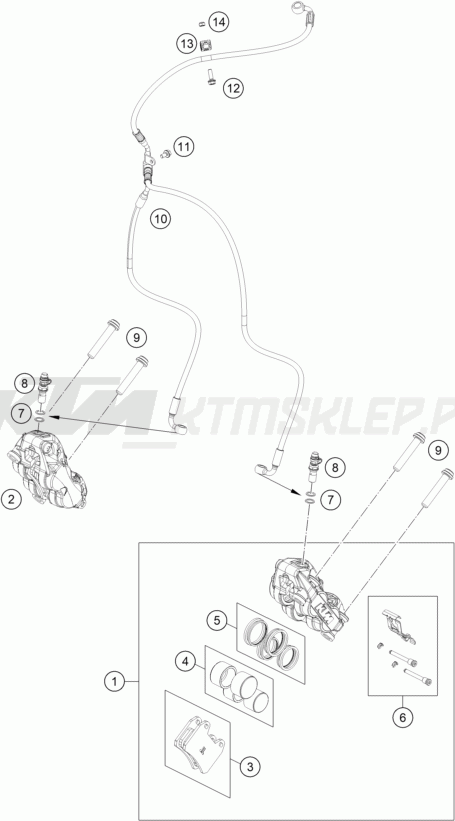 Schemat "zacisk hamulcowy + tarcza przód" do KTM 890 ADVENTURE R