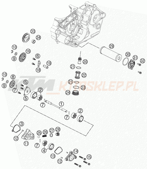 Schemat "smarowanie silnika" do KTM 505 SX ATV