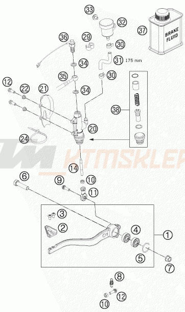 Schemat "tył hamulec - pompa" do KTM 690 DUKE R