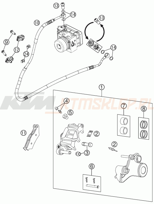 Schemat "zacisk hamulcowy tył" do KTM 990 SUPERMOTO T ABS