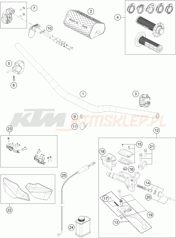 Schemat "kierownica i osprzęt" do KTM 150 EXC