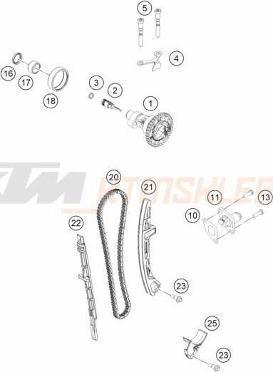 Schemat "układ rozrządu" do KTM 500 EXC-F