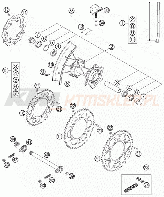 Schemat "koło tył" do KTM 125 SX