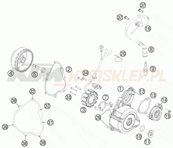 Schemat "układ zapłonowy" do KTM 250 EXC-F SIX DAYS