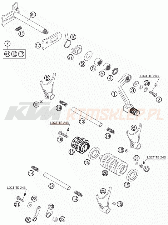 Schemat "skrzynia biegów-automat zmieniający " do KTM 400 EXC RACING