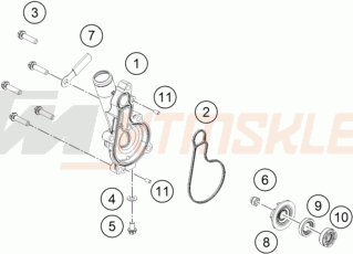 Schemat "pompa wody" do KTM 125 DUKE, blue